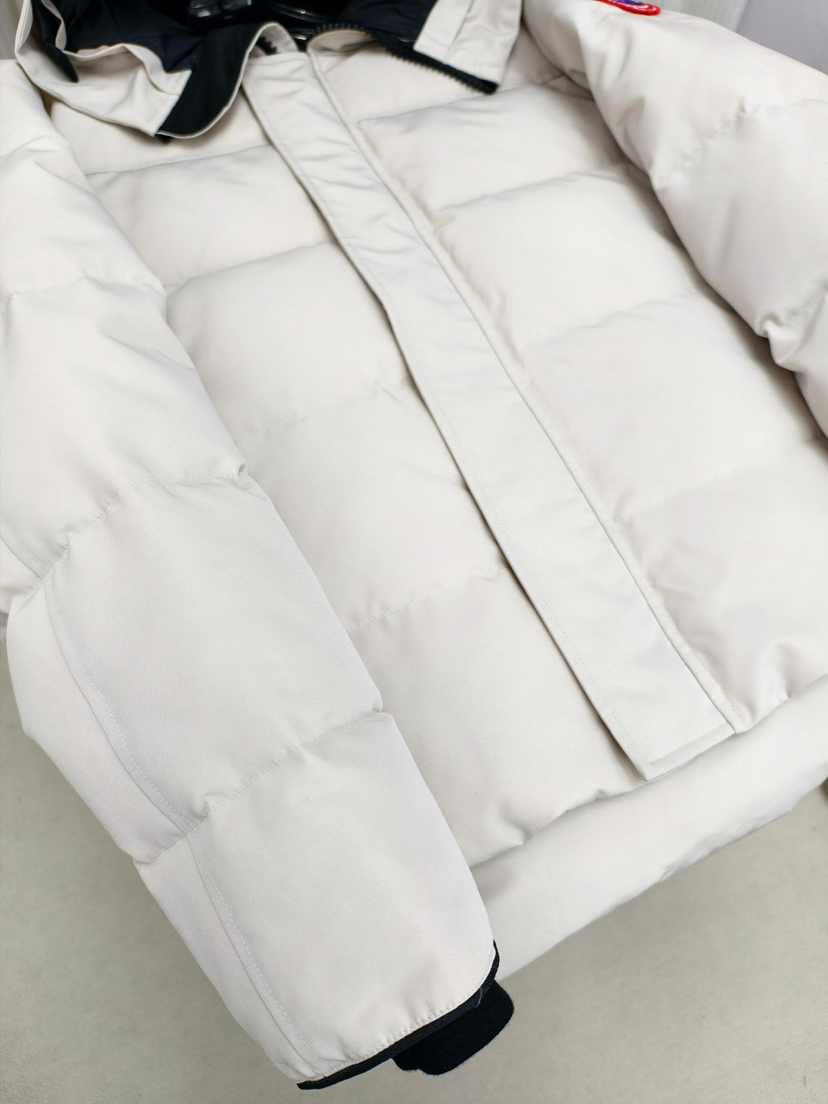 Canada Goose White Plush-Trim Hooded Puffer Jacket
