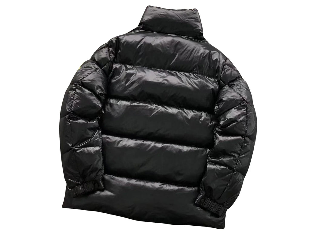 Moncler Black Olive Badge Stand Collar Puffer Jacket