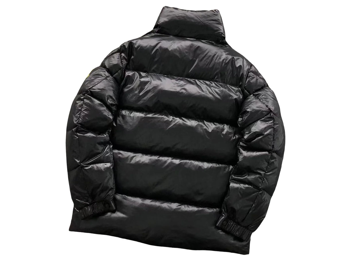 Moncler Black Olive Badge Stand Collar Puffer Jacket