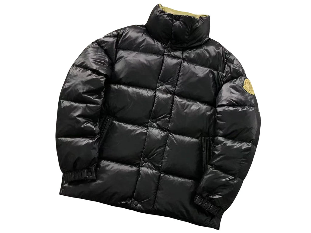 Moncler Black Olive Badge Stand Collar Puffer Jacket