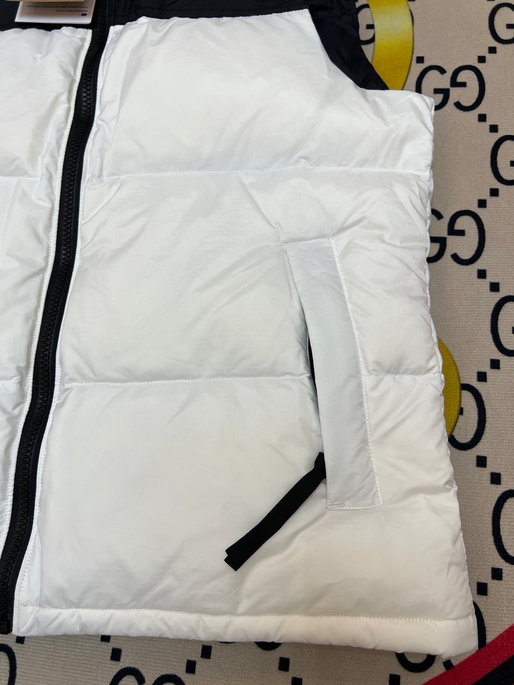 The North Face White & Black Colorblock Puffer Vest