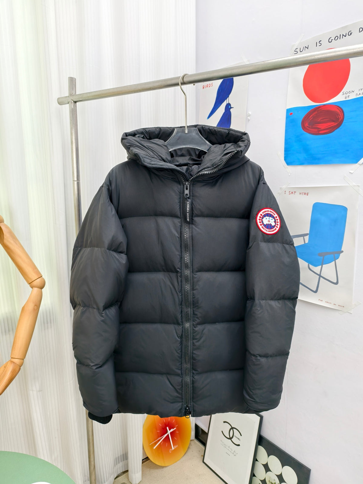 Canada Goose Black Matte Hooded Puffer Jacket