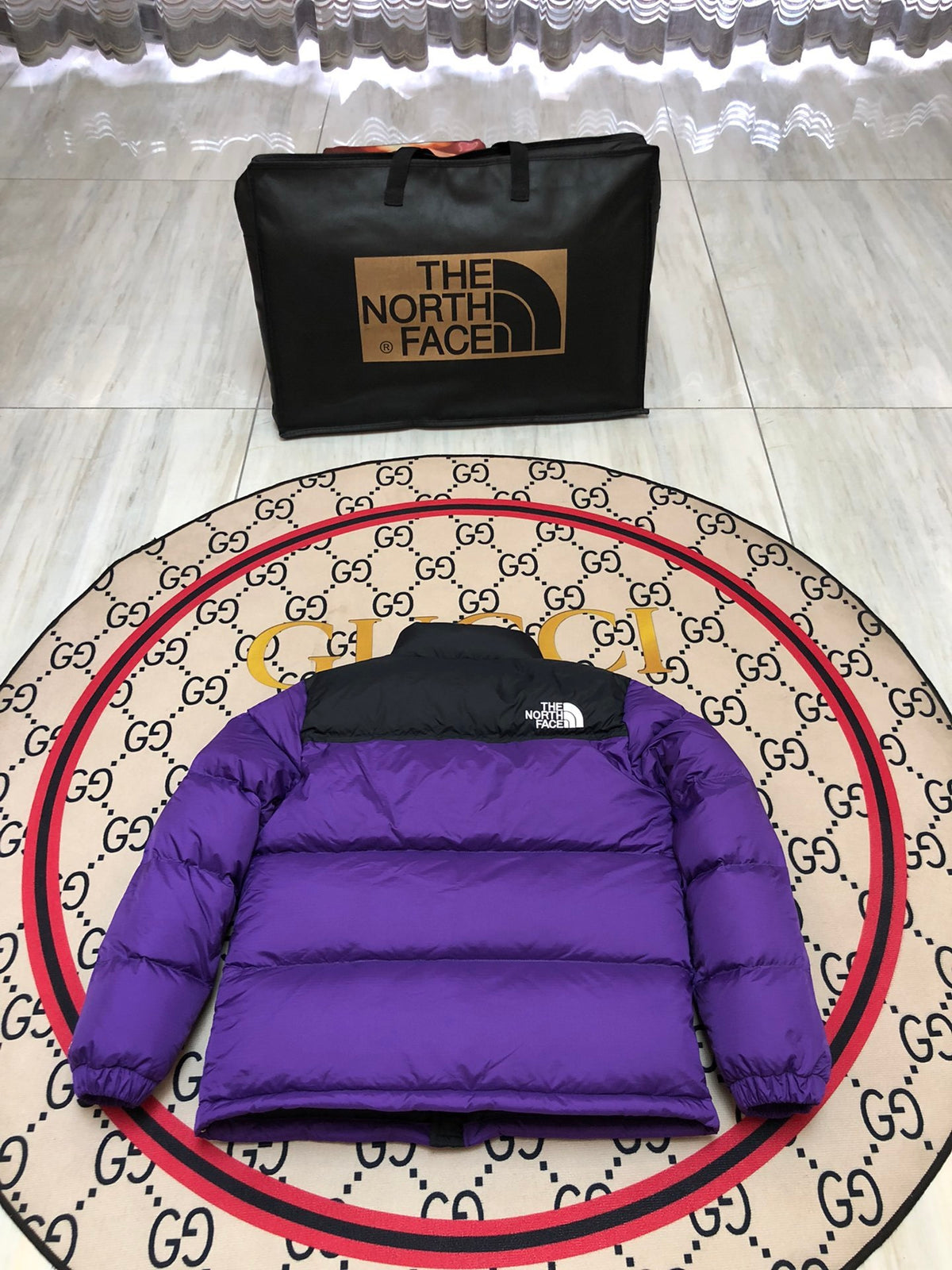 The North Face Purple & Black Colorblock Puffer Jacket