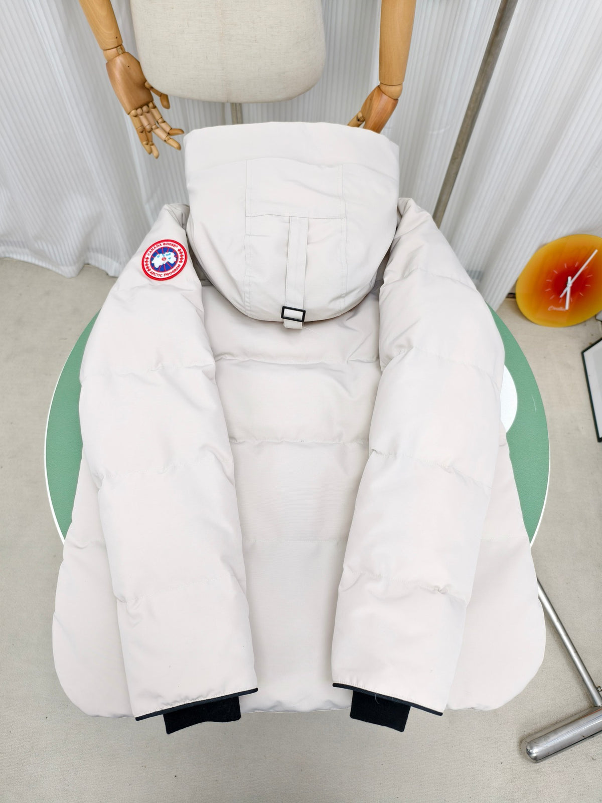 Canada Goose White Plush-Trim Hooded Puffer Jacket