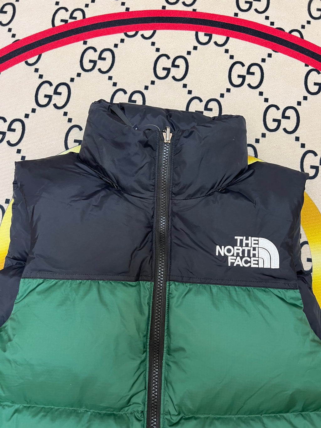 The North Face Green & Black Colorblock Puffer Vest