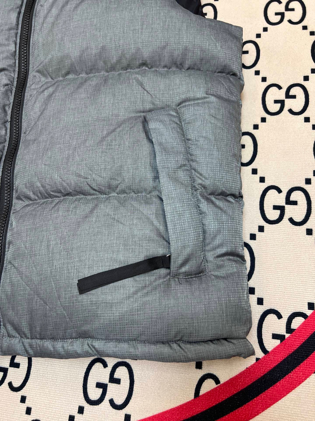 The North Face Gray & Black Colorblock Puffer Vest