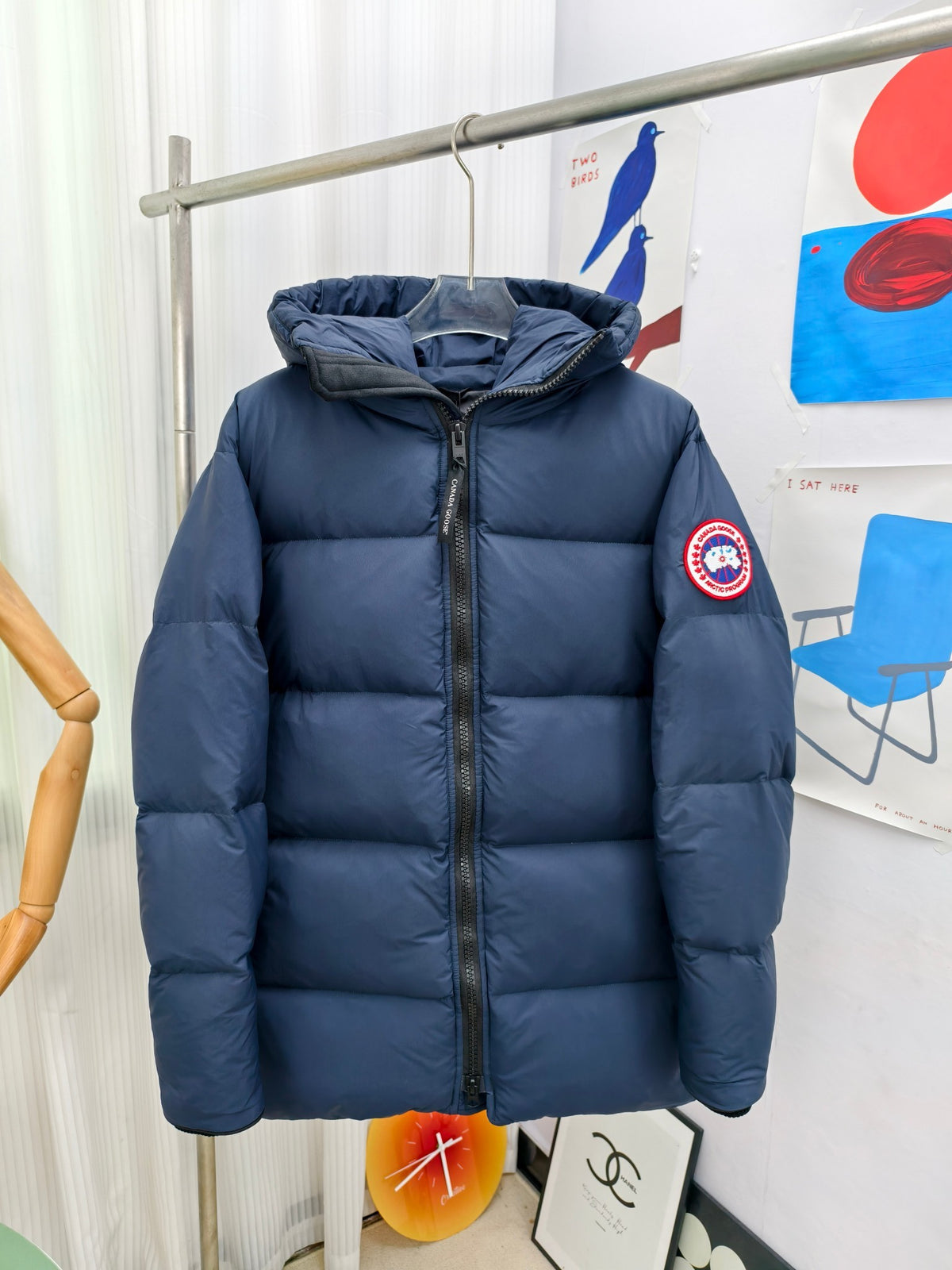 Canada Goose Navy Blue Matte Hooded Puffer Jacket