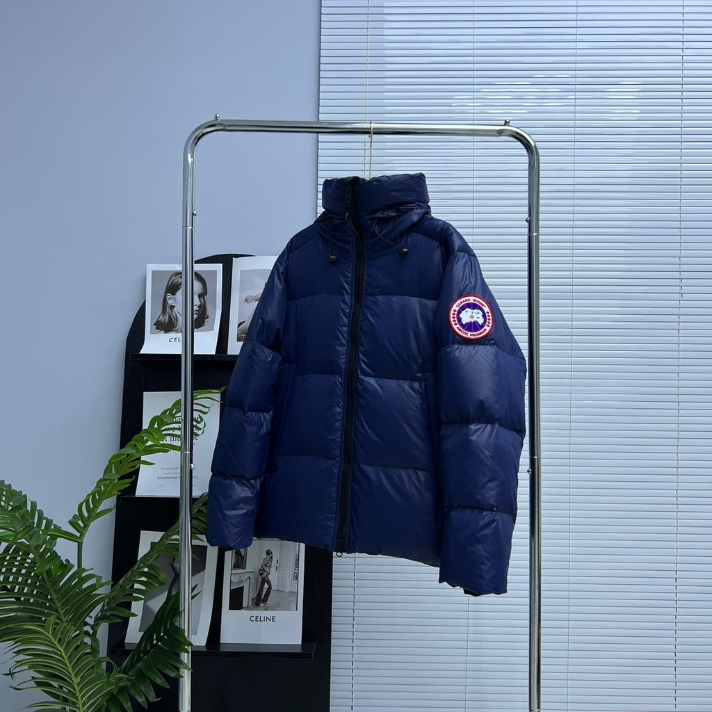 Canada Goose Navy Blue Logo Badge Hooded Puffer Jacket