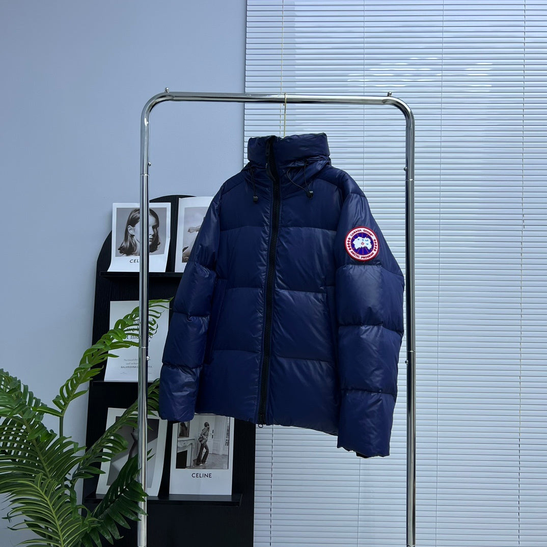 Canada Goose Navy Blue Logo Badge Hooded Puffer Jacket