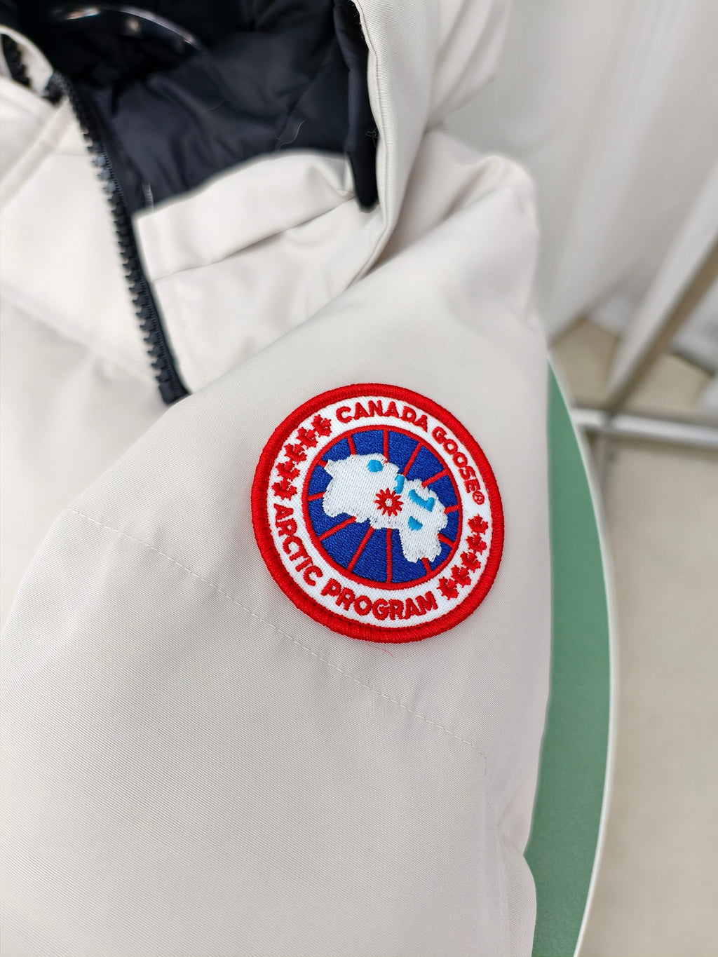 Canada Goose White Plush-Trim Hooded Puffer Jacket