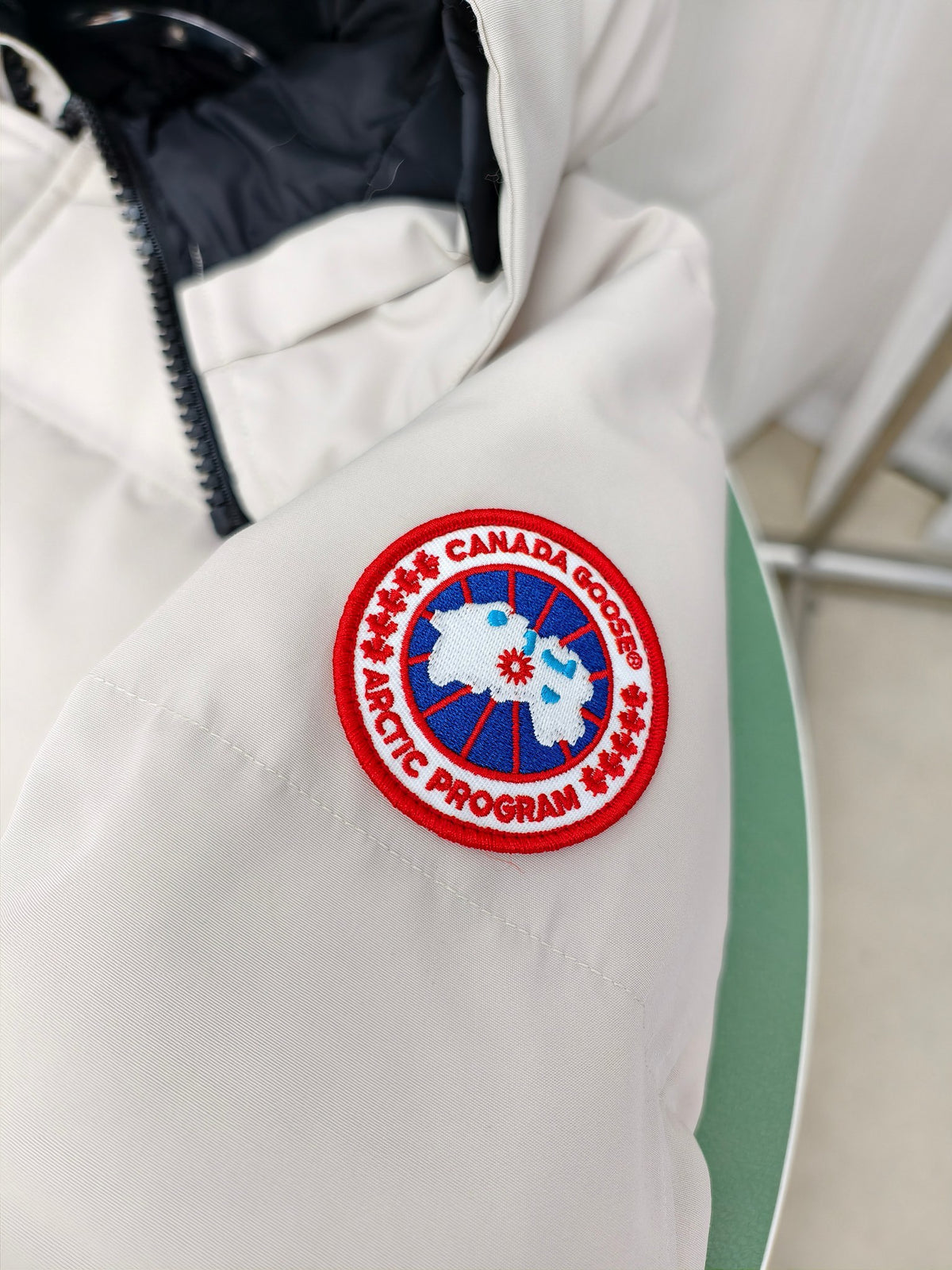 Canada Goose White Plush-Trim Hooded Puffer Jacket