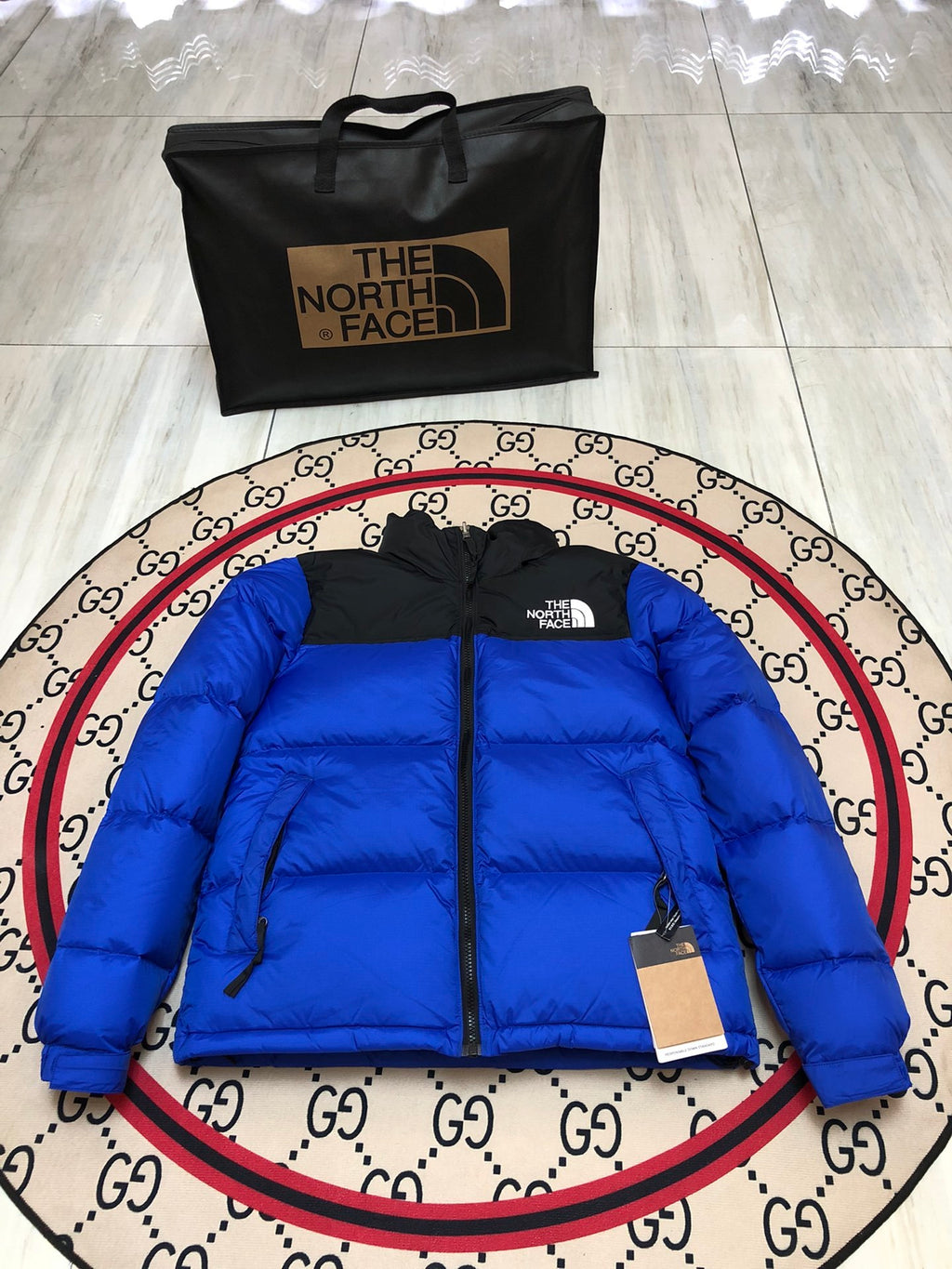 The North Face Royal Blue & Black Colorblock Puffer Jacket
