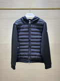 Moncler Black Quilted Front Zip-Up Hoodie