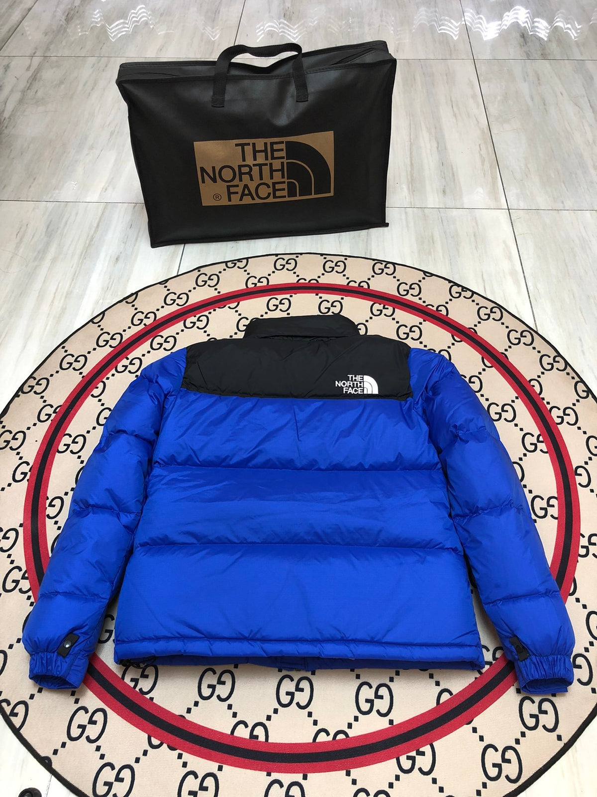 The North Face Royal Blue & Black Colorblock Puffer Jacket