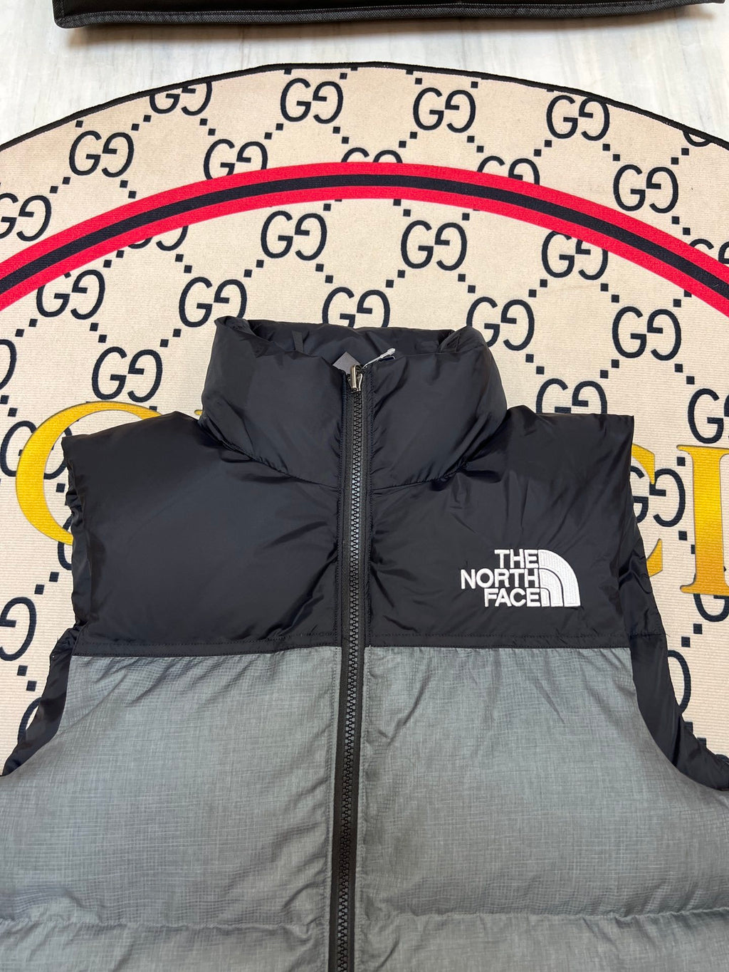 The North Face Gray & Black Colorblock Puffer Vest
