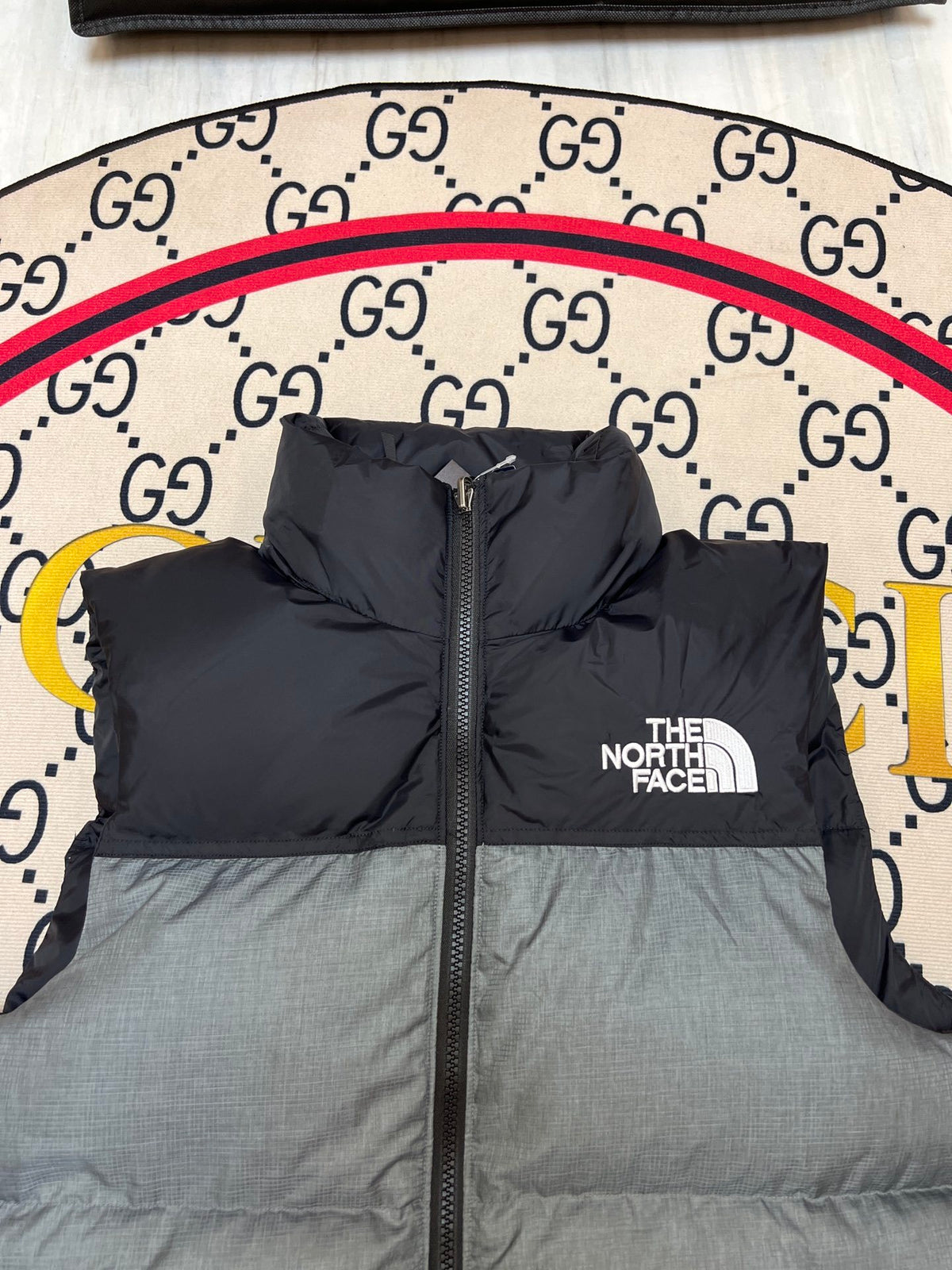 The North Face Gray & Black Colorblock Puffer Vest