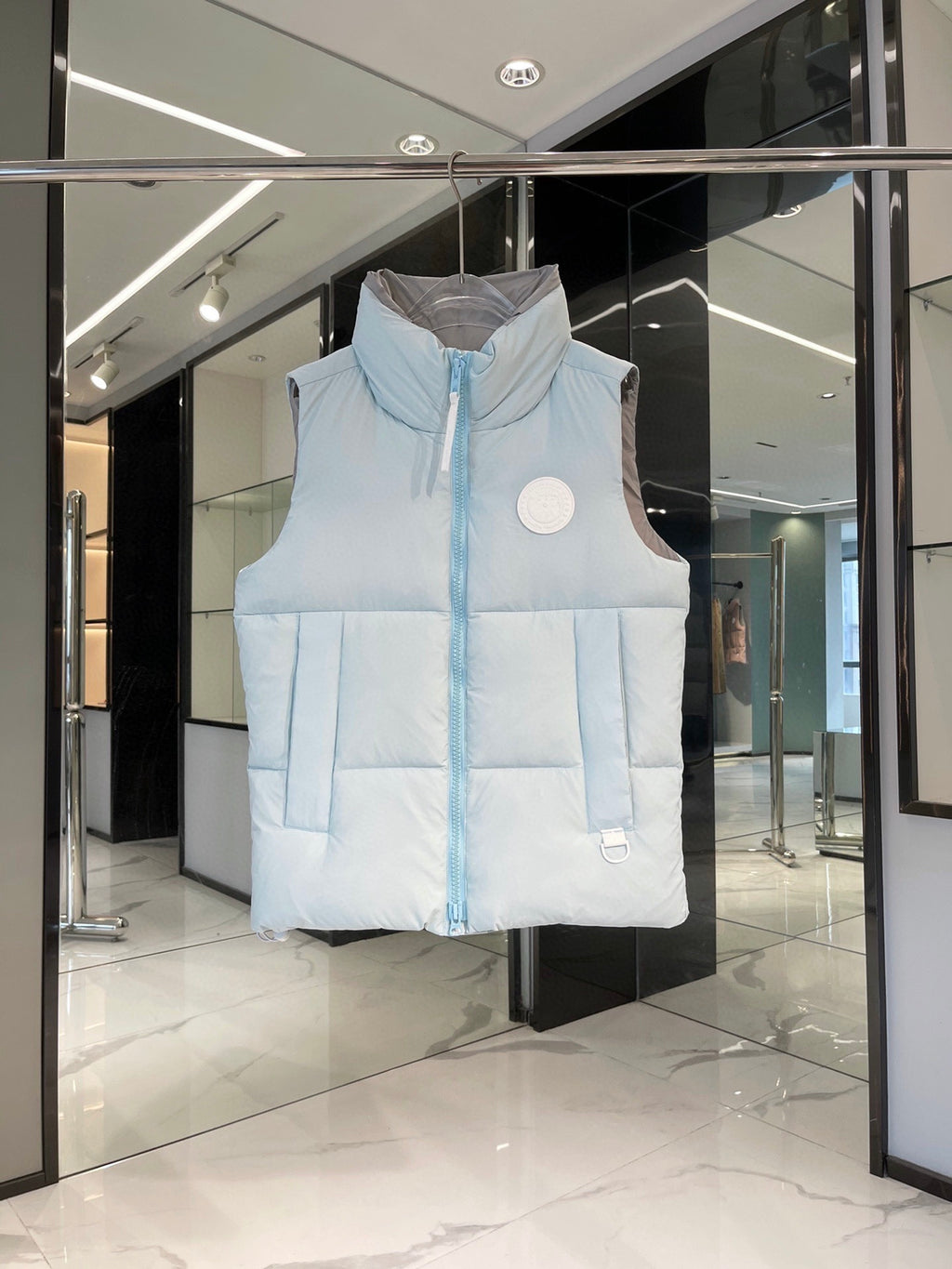 Canada Goose Ice Blue White Badge Quilted Puffer Vest