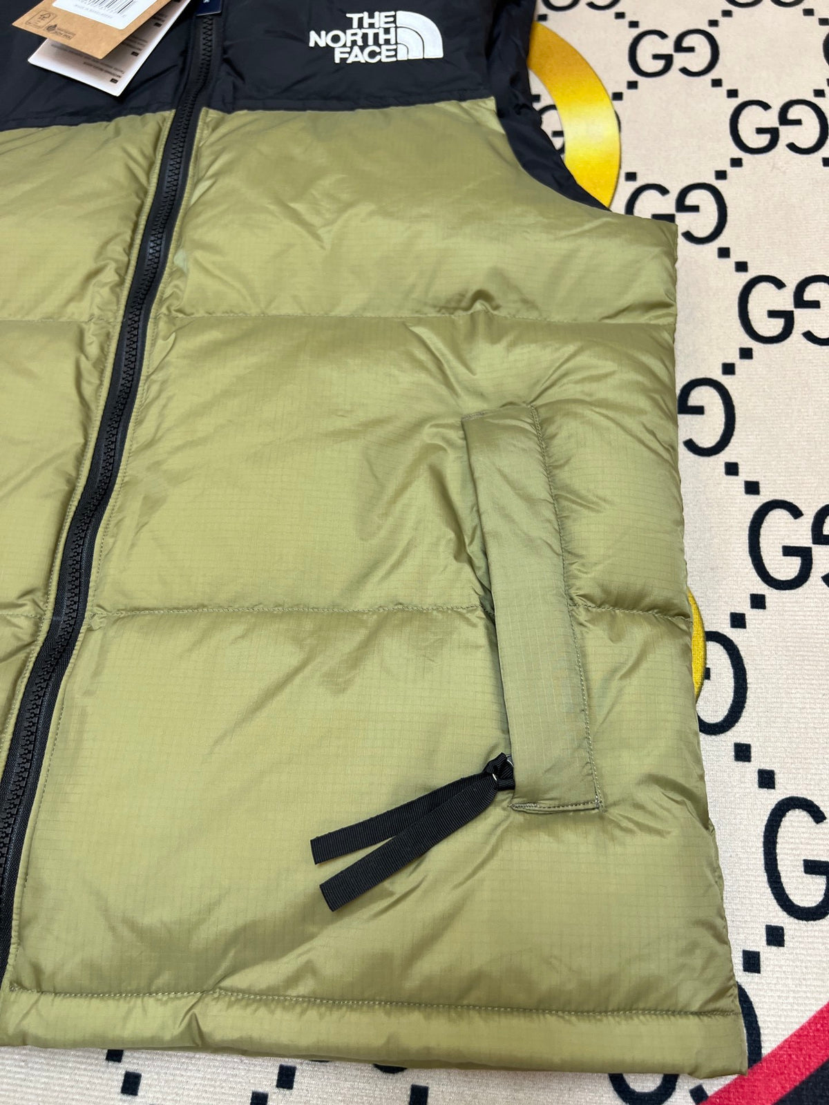 The North Face Olive Green & Black Colorblock Puffer Vest