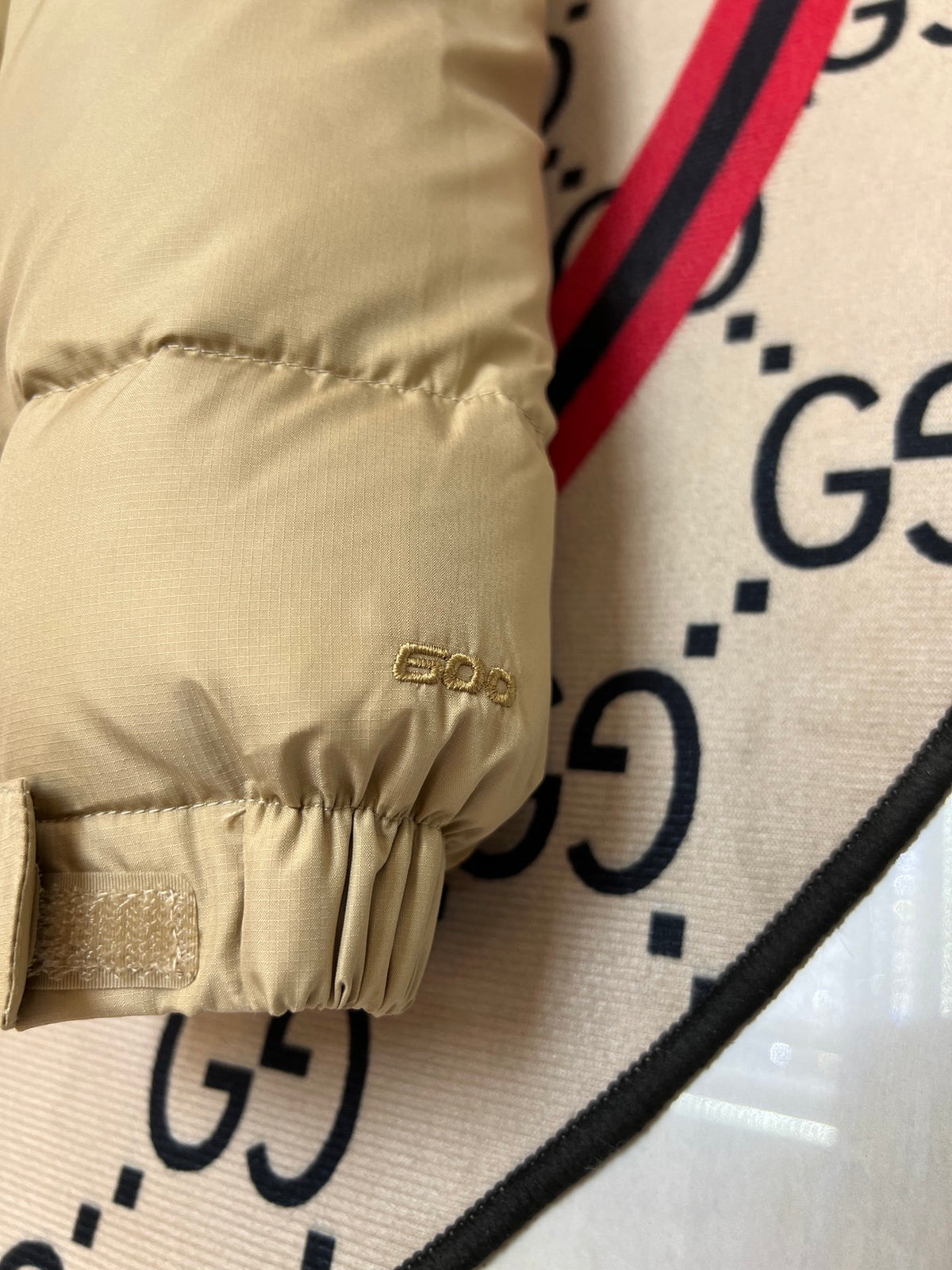 The North Face Beige & Tan Colorblock Puffer Jacket