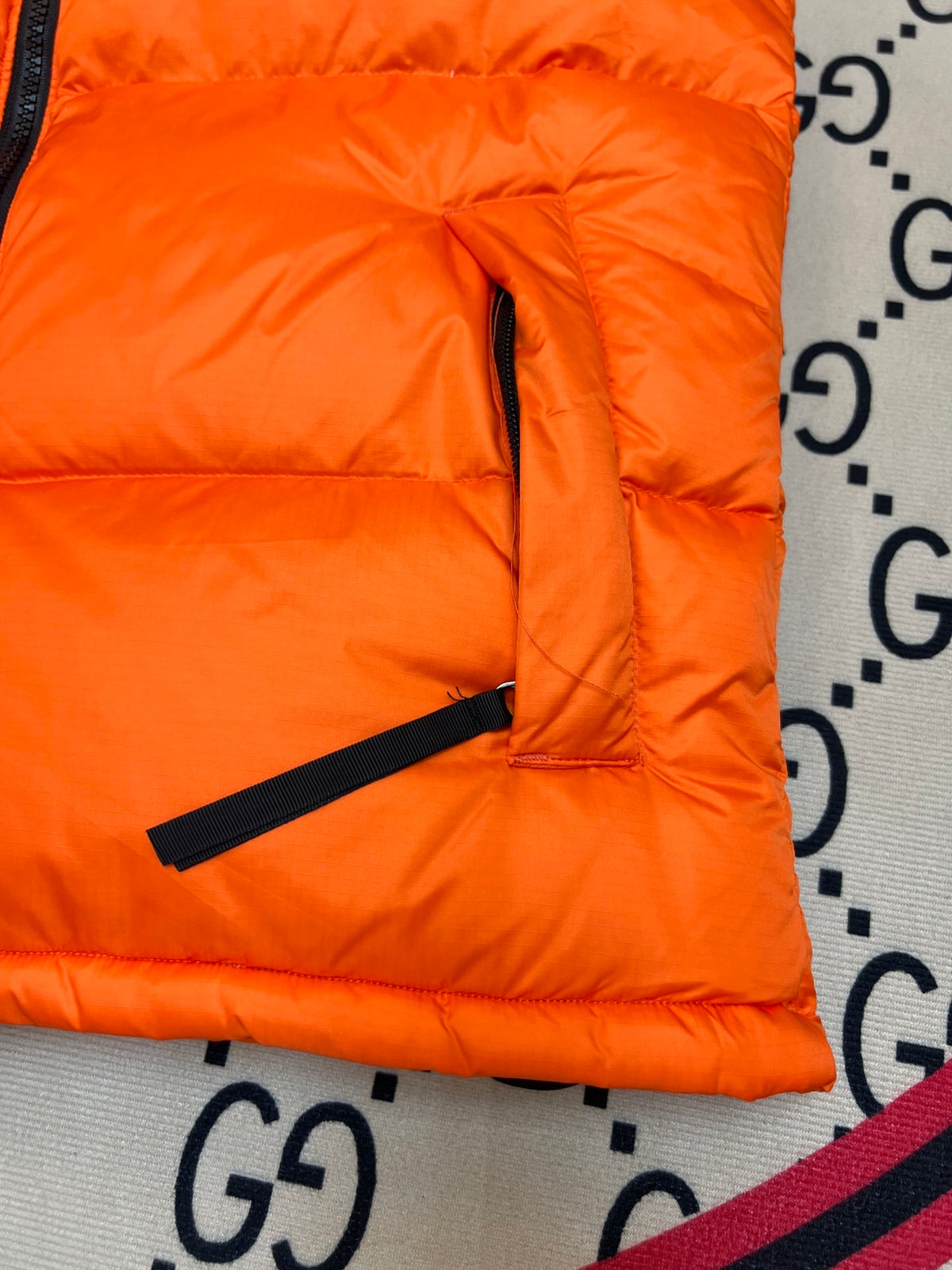 The North Face Orange & Black Colorblock Puffer Vest