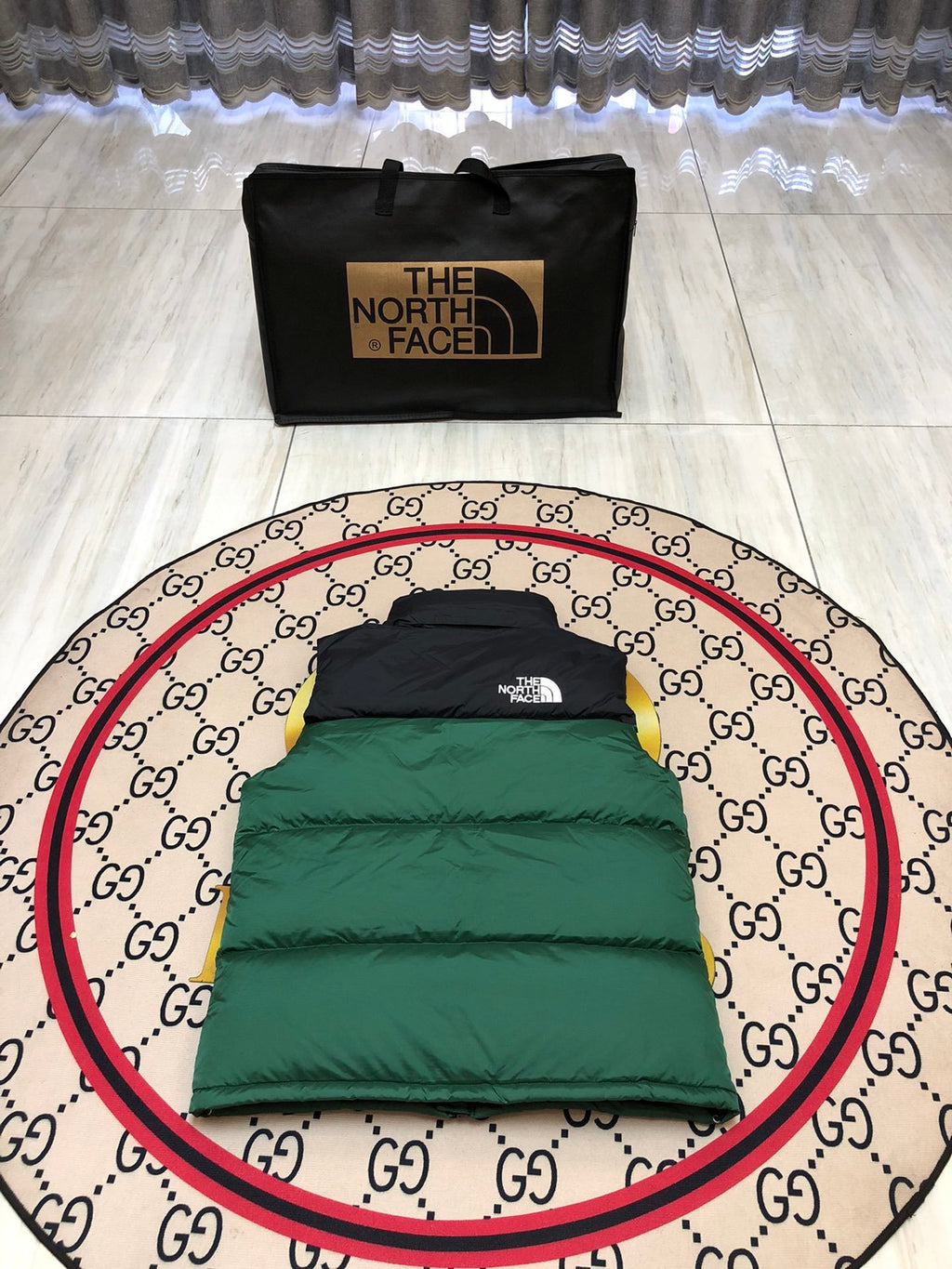 The North Face Green & Black Colorblock Puffer Vest