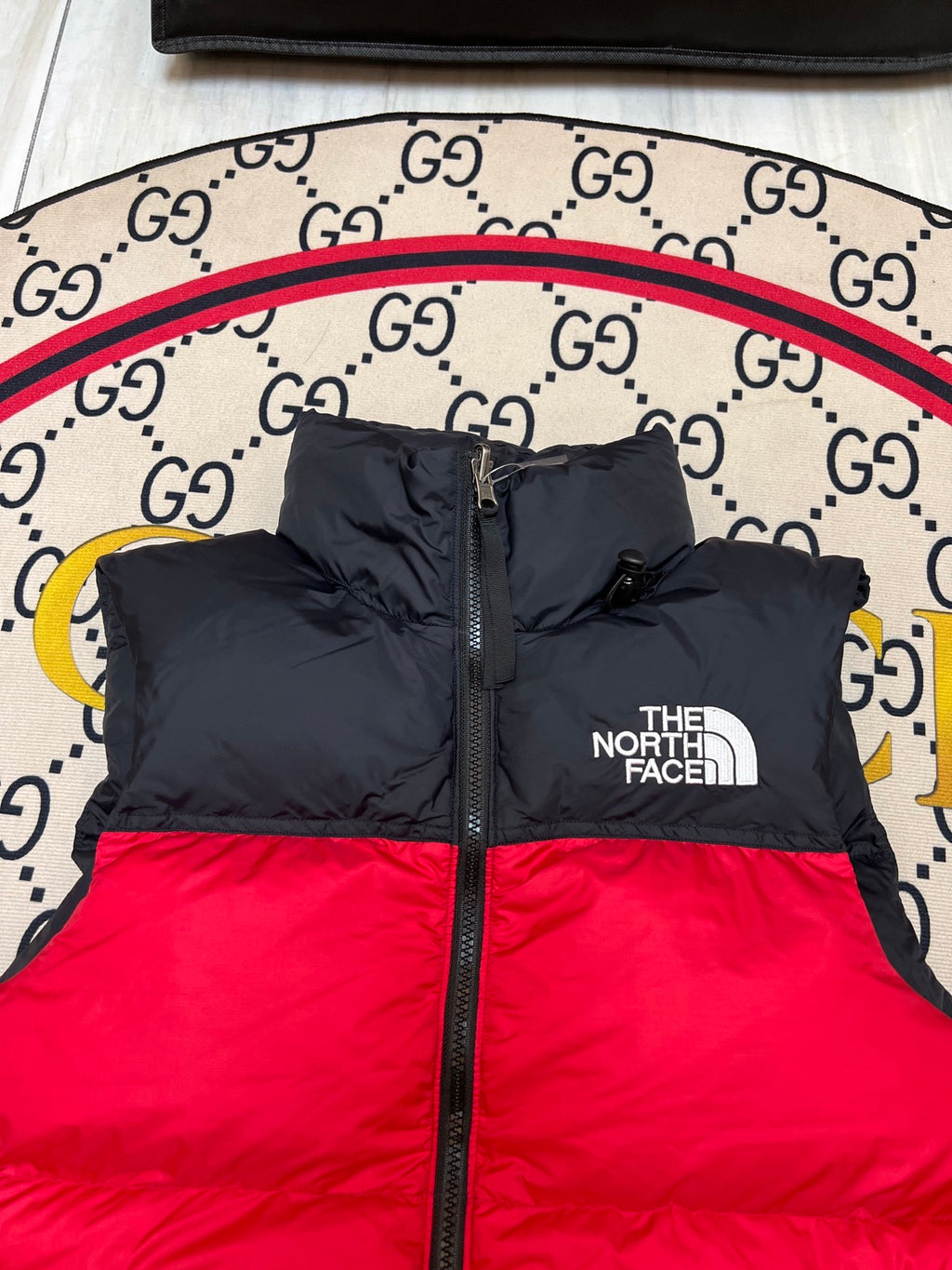 The North Face Red & Black Colorblock Puffer Vest