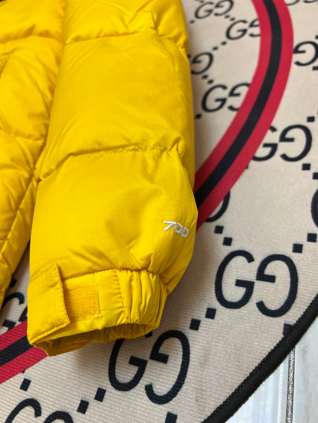 The North Face Yellow & Black Colorblock Puffer Jacket