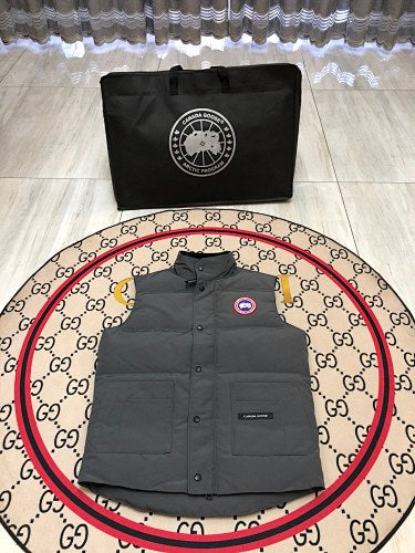 Canada Goose Gray Logo Patch Quilted Puffer Vest